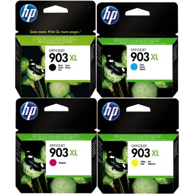 סט 4 ראשי דיו מקוריים ‏צהוב שחור כחול אדום Hp 903xl